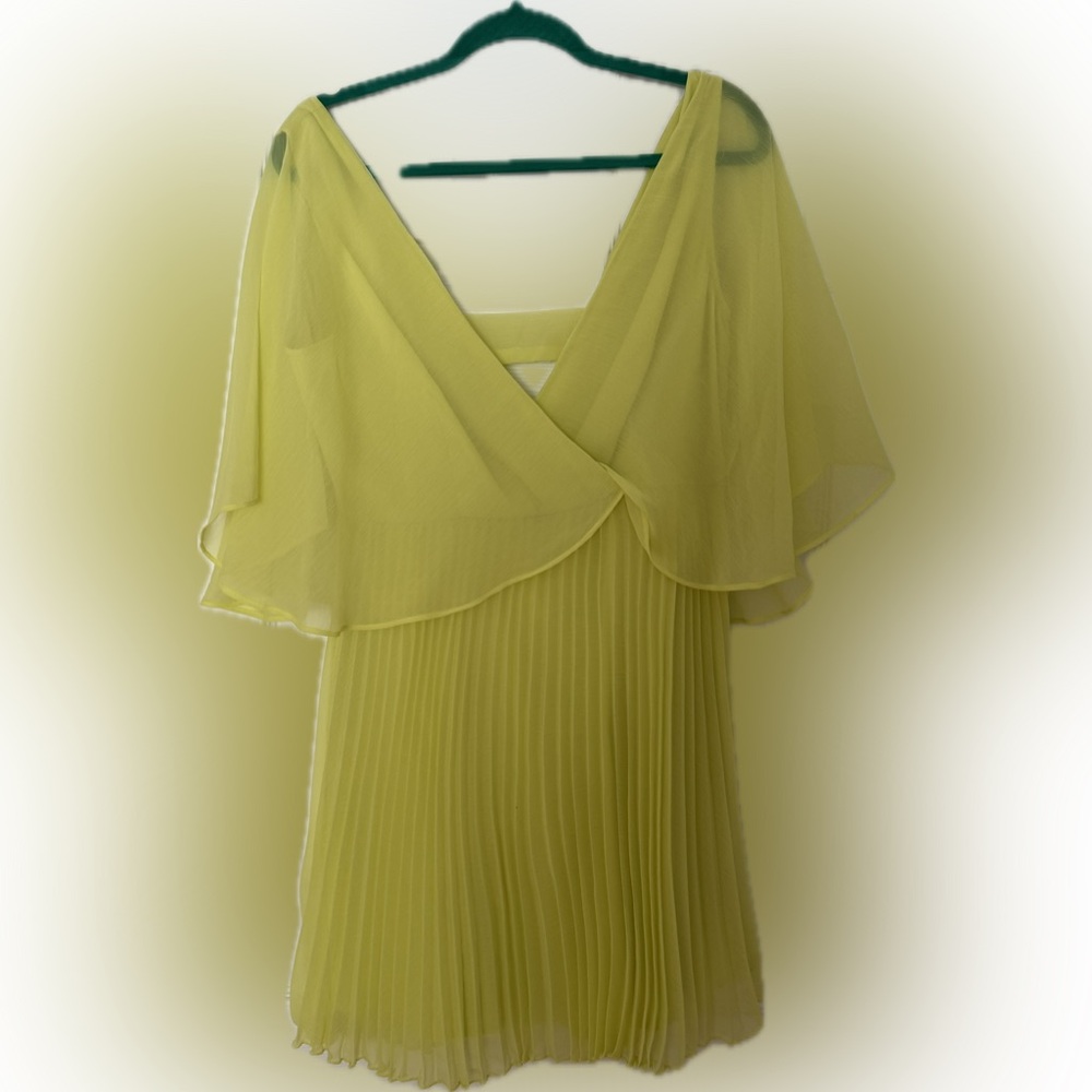ASOS yellow-green pleated mini dress